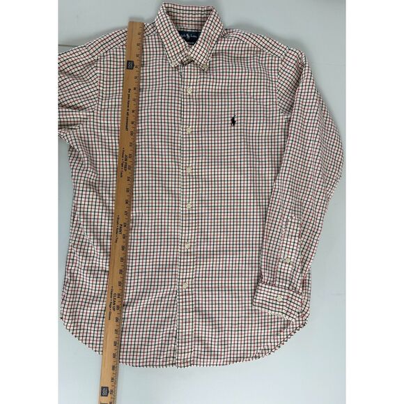 Ralph Lauren Men's Long Sleeve Button Down Shirt Cream Red Black Size M - Picture 10 of 12